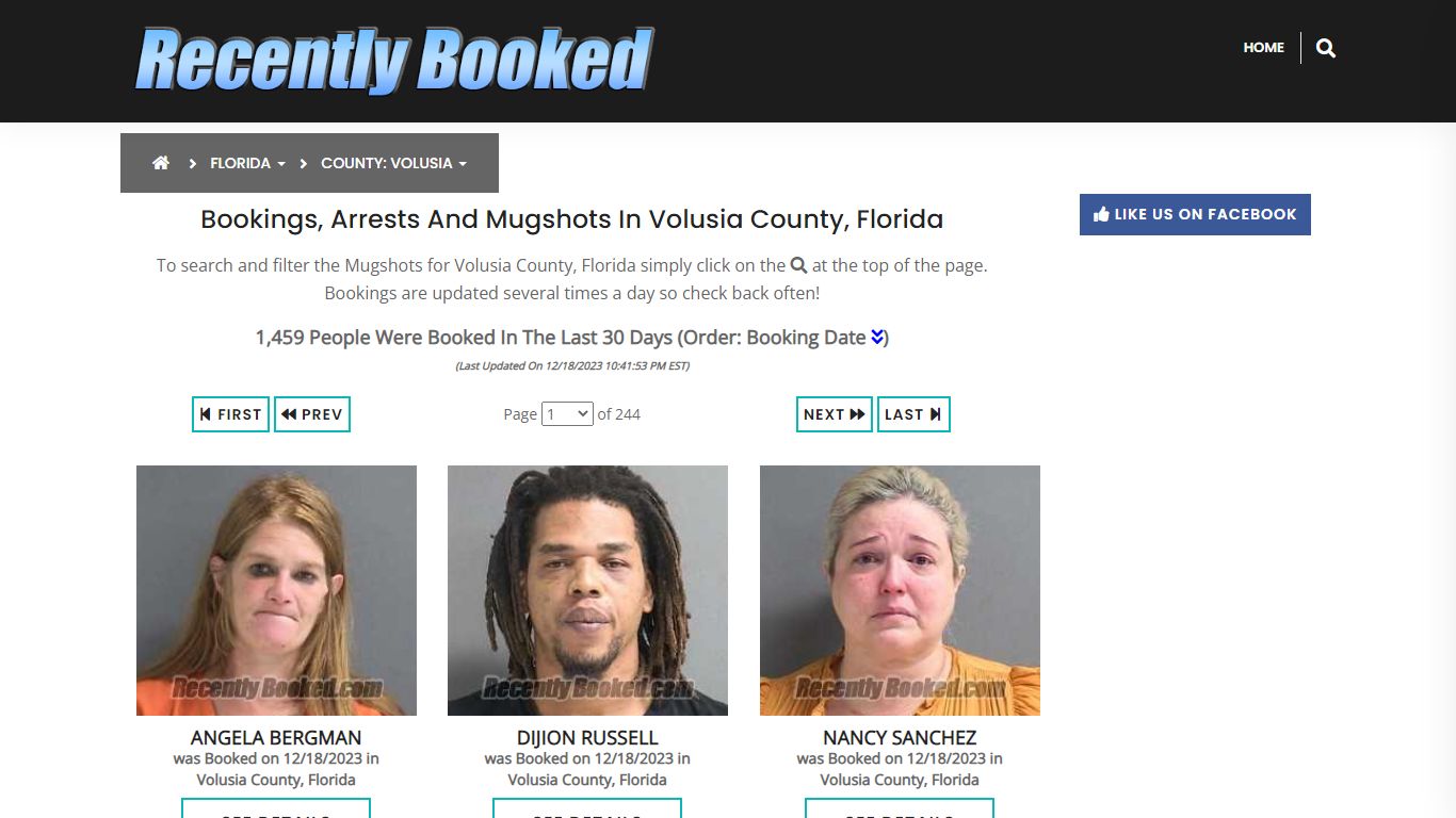 Recent bookings, Arrests, Mugshots in Volusia County, Florida
